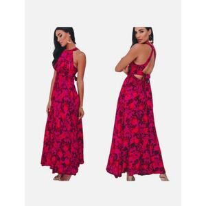Abel the Label Purple Rain Red Floral Halter
Walk Through Maxi Dress SZ XS
